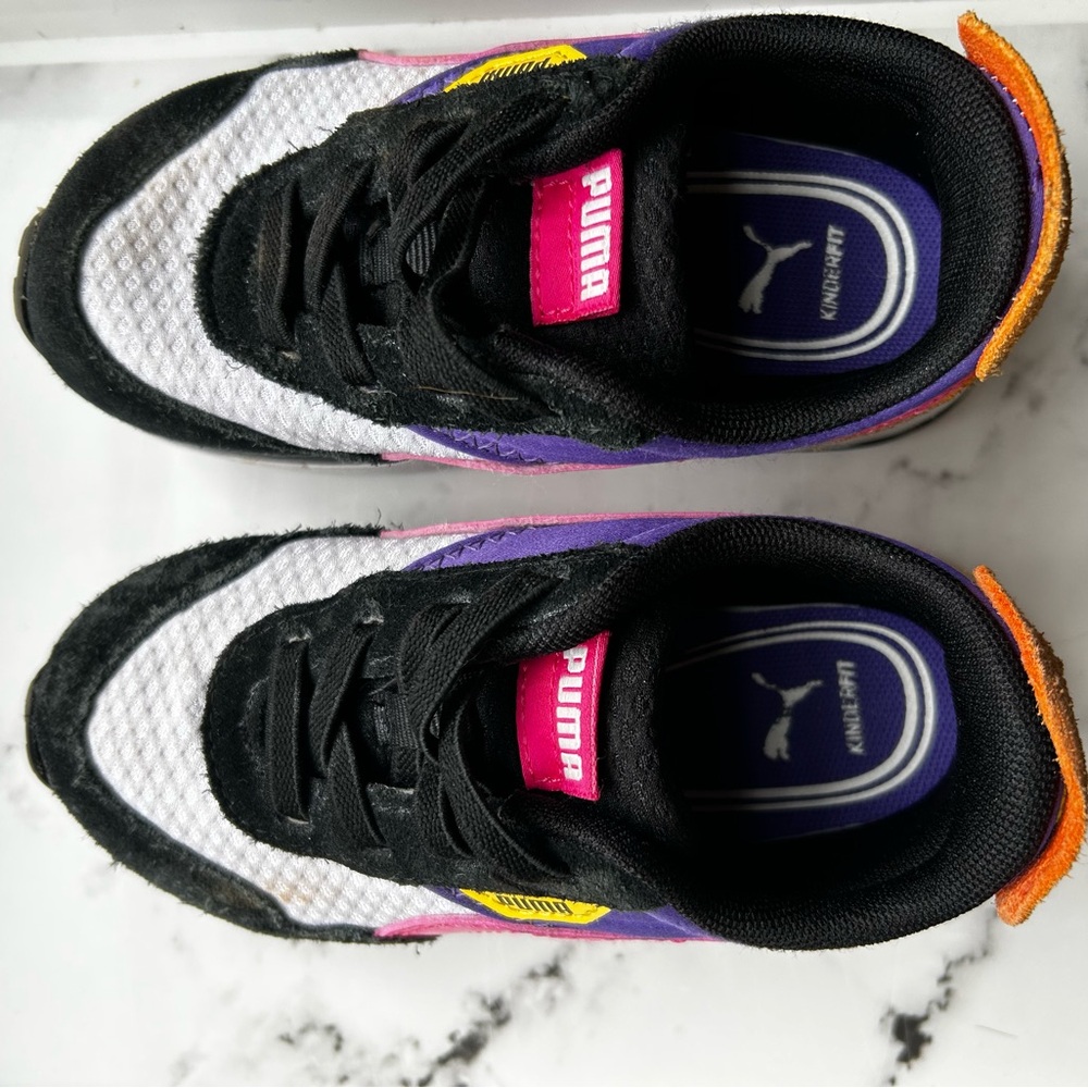 Puma Kids Sneakers - Black, White, Purple, and Orange